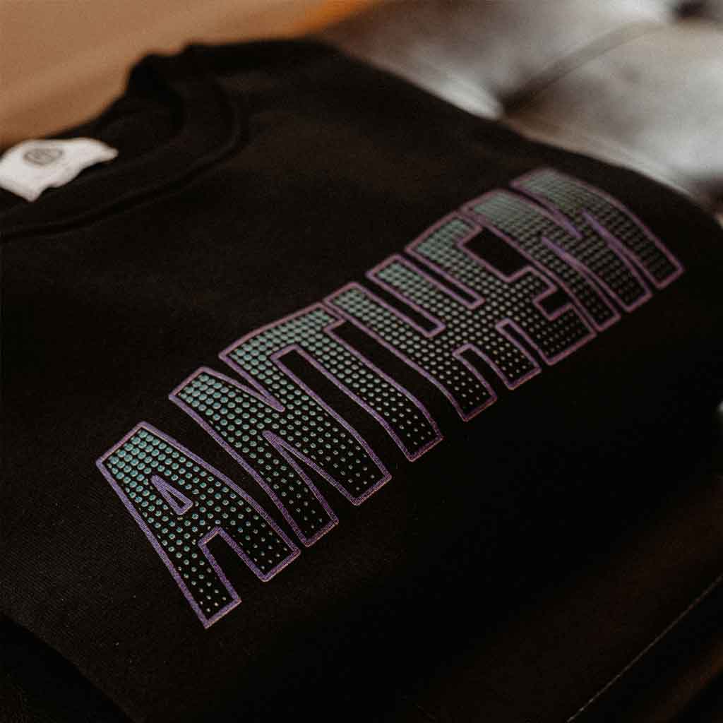 Felpa Girocollo con Stampa Serigrafia Colore Black