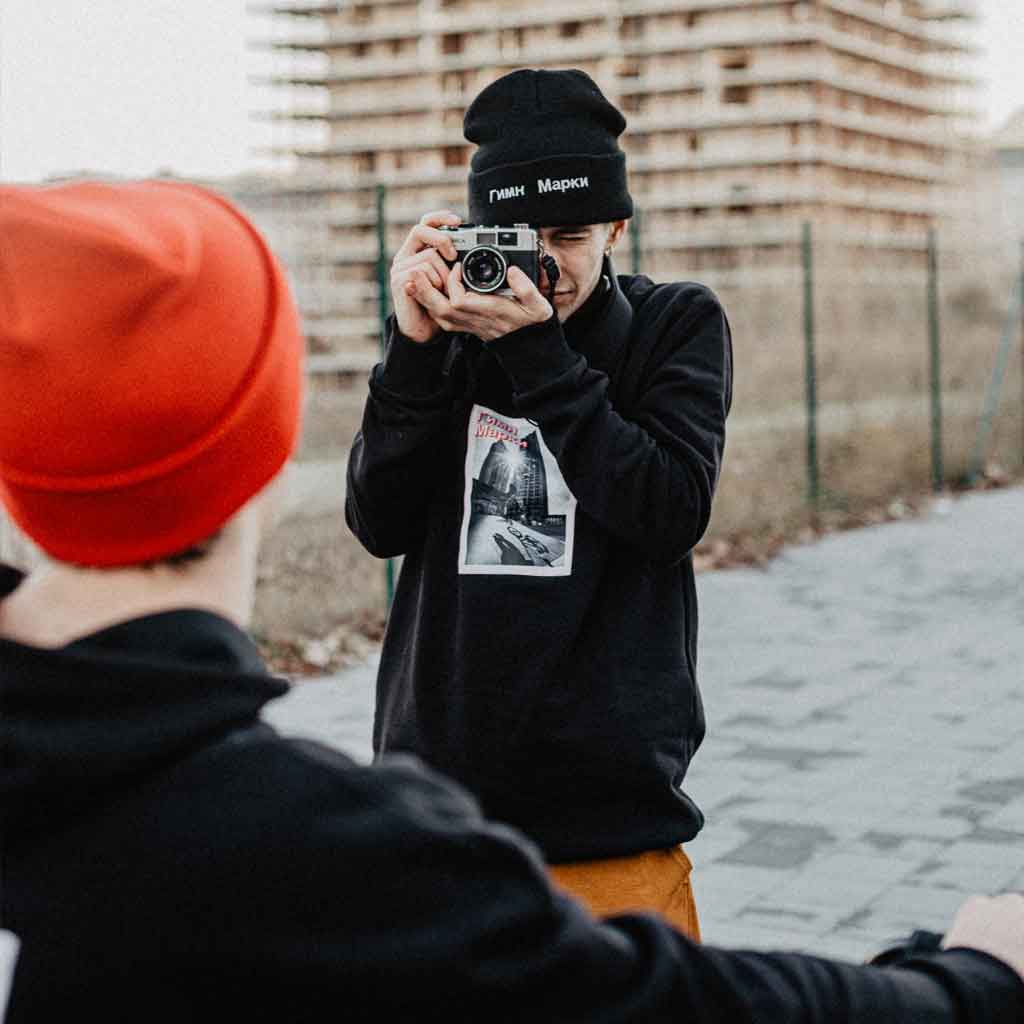 Moscova Crewneck Felpa Girocollo Stampa Fotografica Ricamata sulla Felpa Colore Black